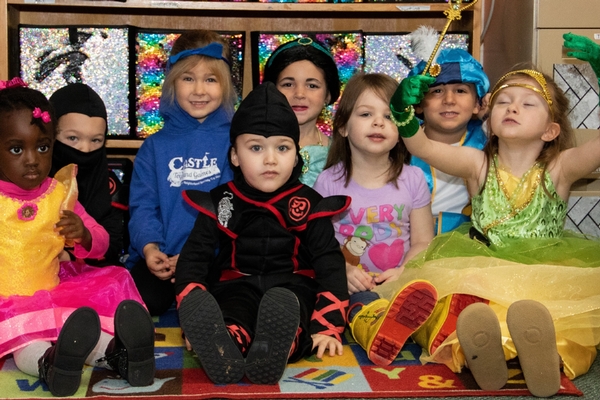 Preschool students in costume